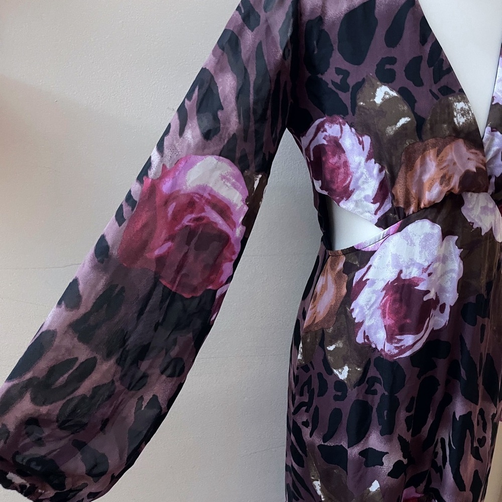 VENUS Long Sleeve Leopard Floral Maxi Dress Boho Chic Party Holiday Animalprint - Picture 8 of 8